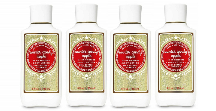 Bath & Body Works Winter Candy Apple 24 Hour Moisture Shea Body Lotion x4