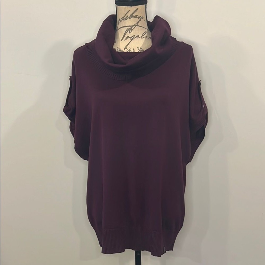 NWT Cecil Germany fine knit cowl neck sweater eggplant purple M