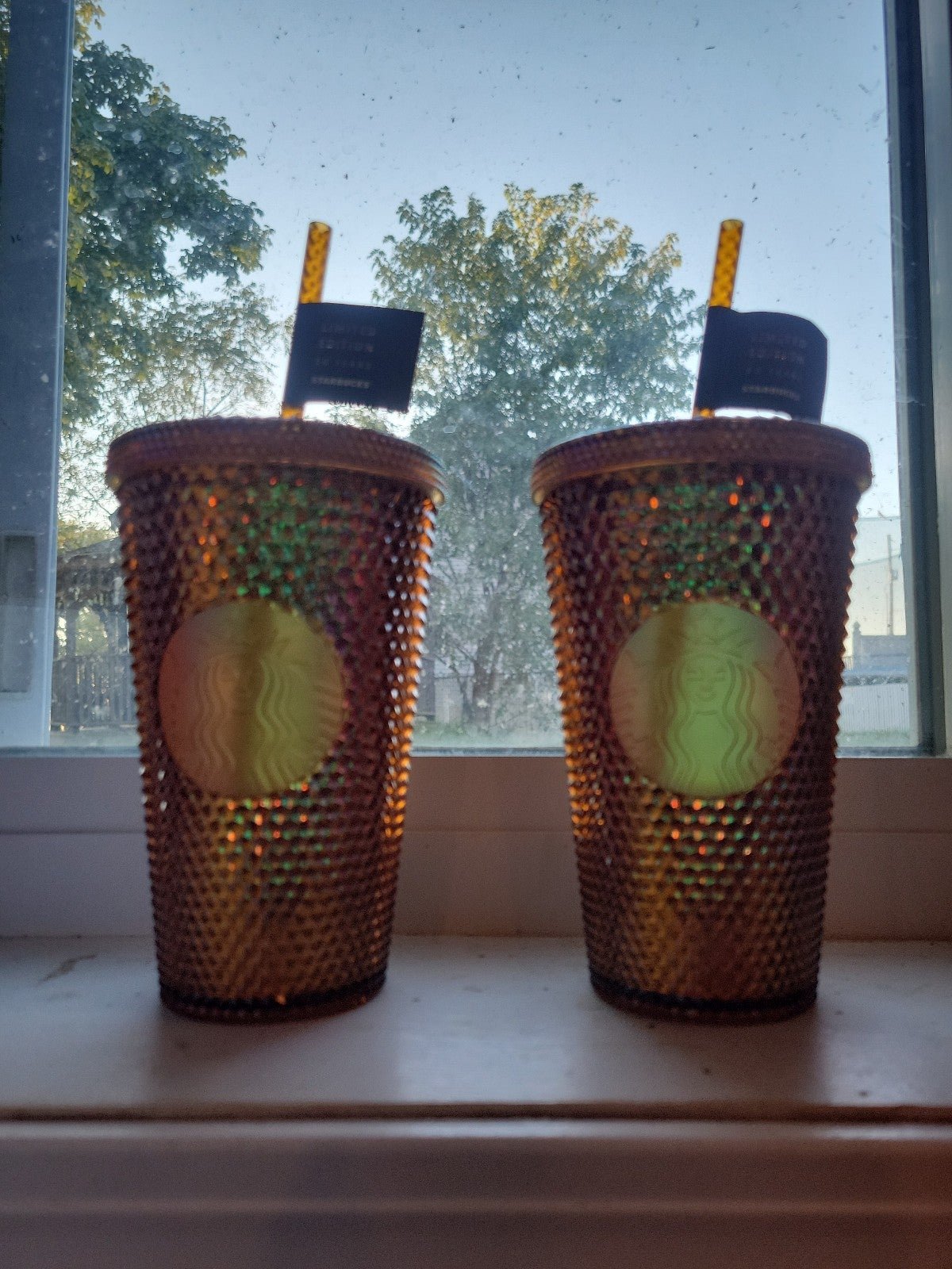 Starbucks 12oz Cold Cup Gold Tumbler 2 cups