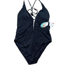 Cupshe Teal Ruffle One Piece Romantic Flattering sexy One Piece Swimsuit L lined