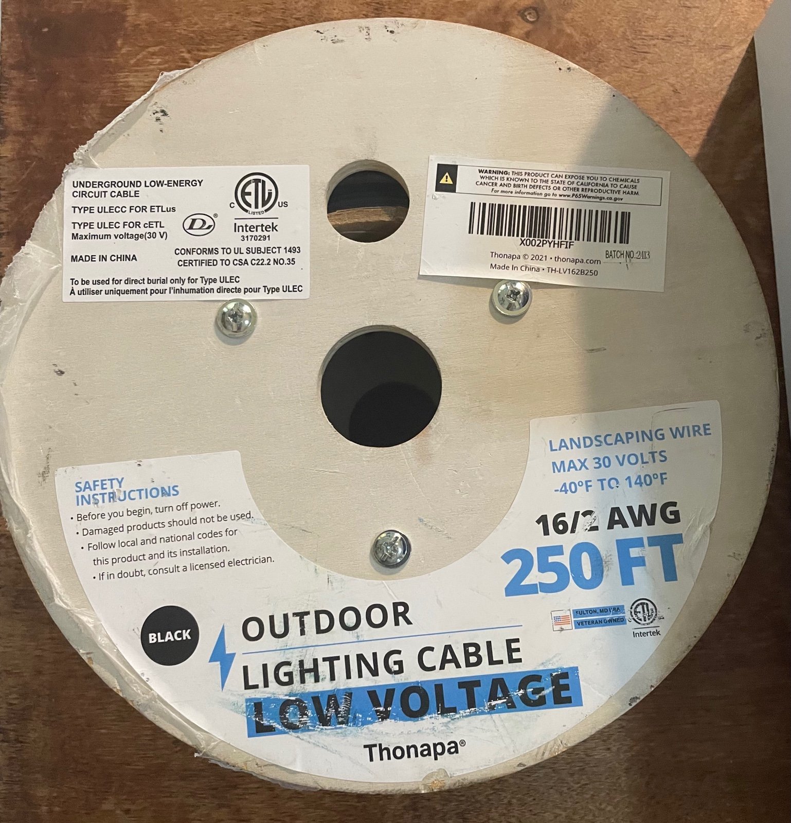 -NEW- INTERTEK 16/2 Outdoor Low Voltage Wire Landscape Lighting Cable 250 Ft