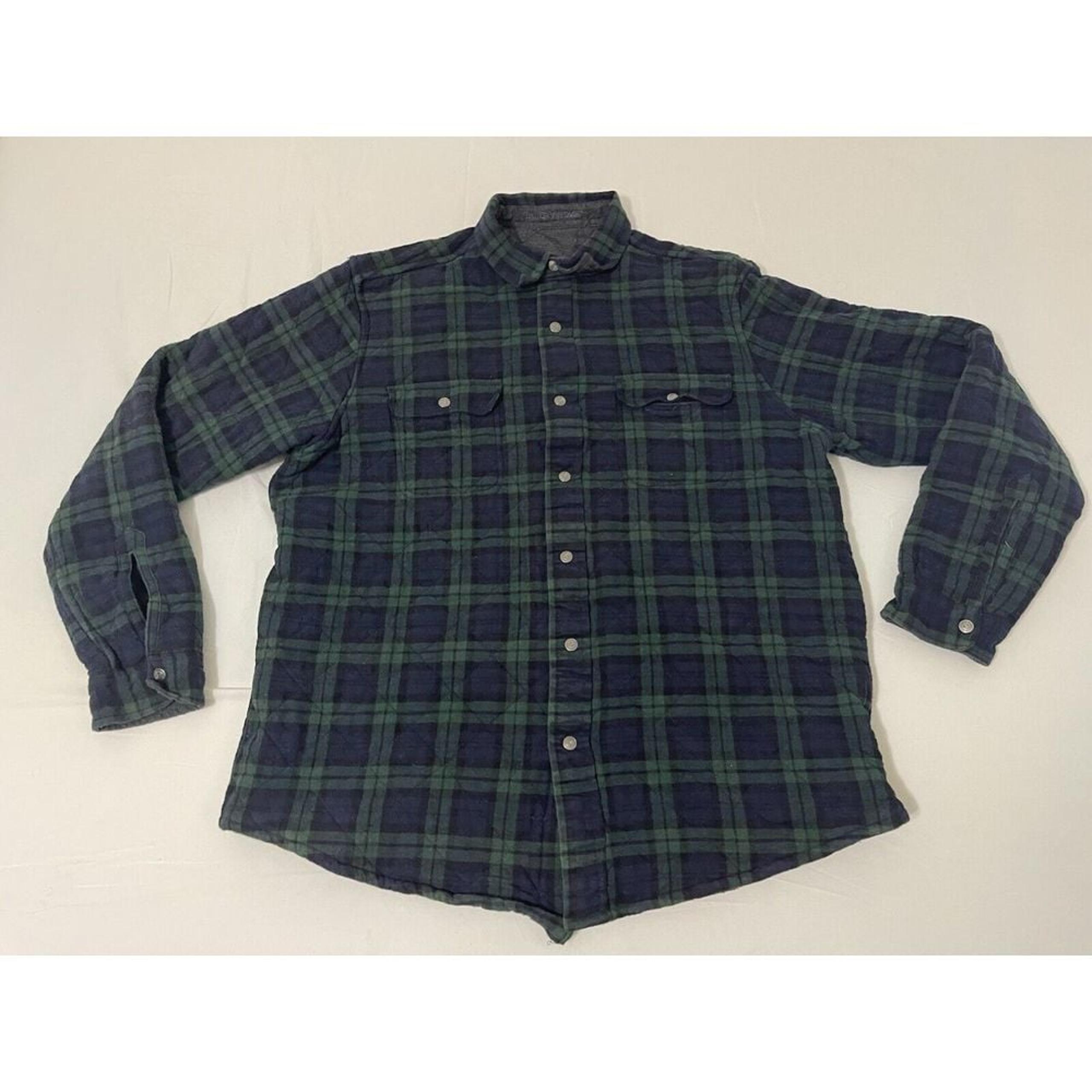 Tailor Vintage Reversible Quilted Flannel Jacket Mens L Plaid Snap Shacket