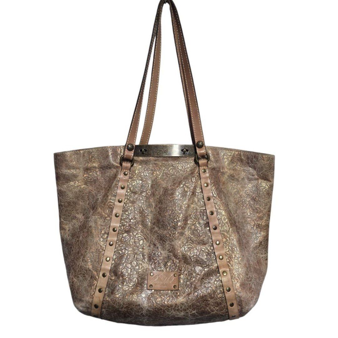 Patricia Nash Benvenuto Rose embossed brown tote