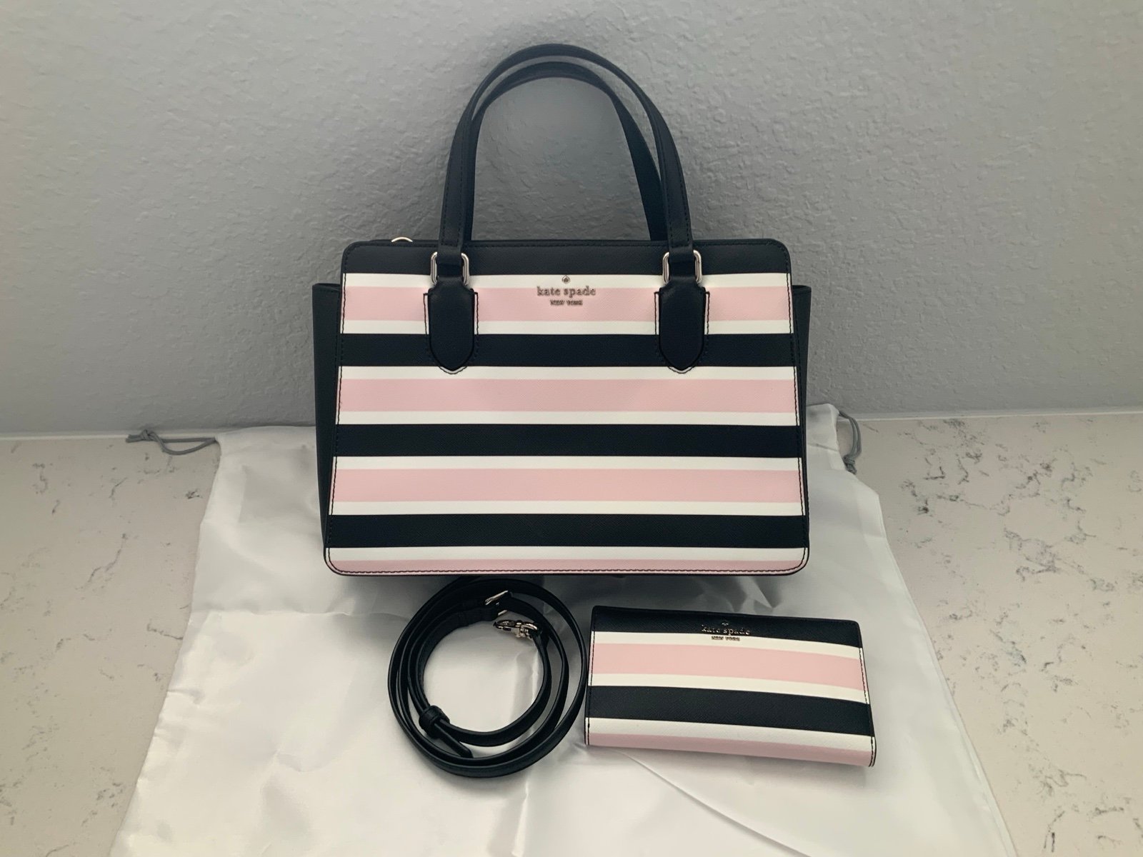 Kate Spade Laurel Way Reese Celebration Stripe Purse Satchel and Wallet