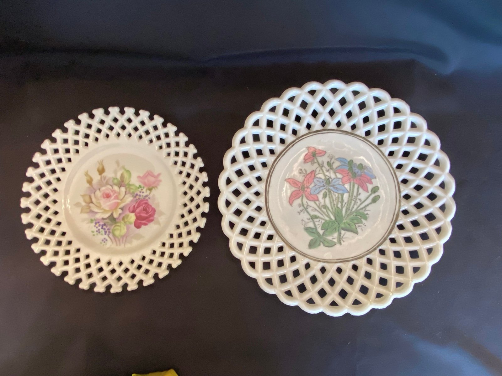 2 Vintage Bone China and Milkglass Plates.