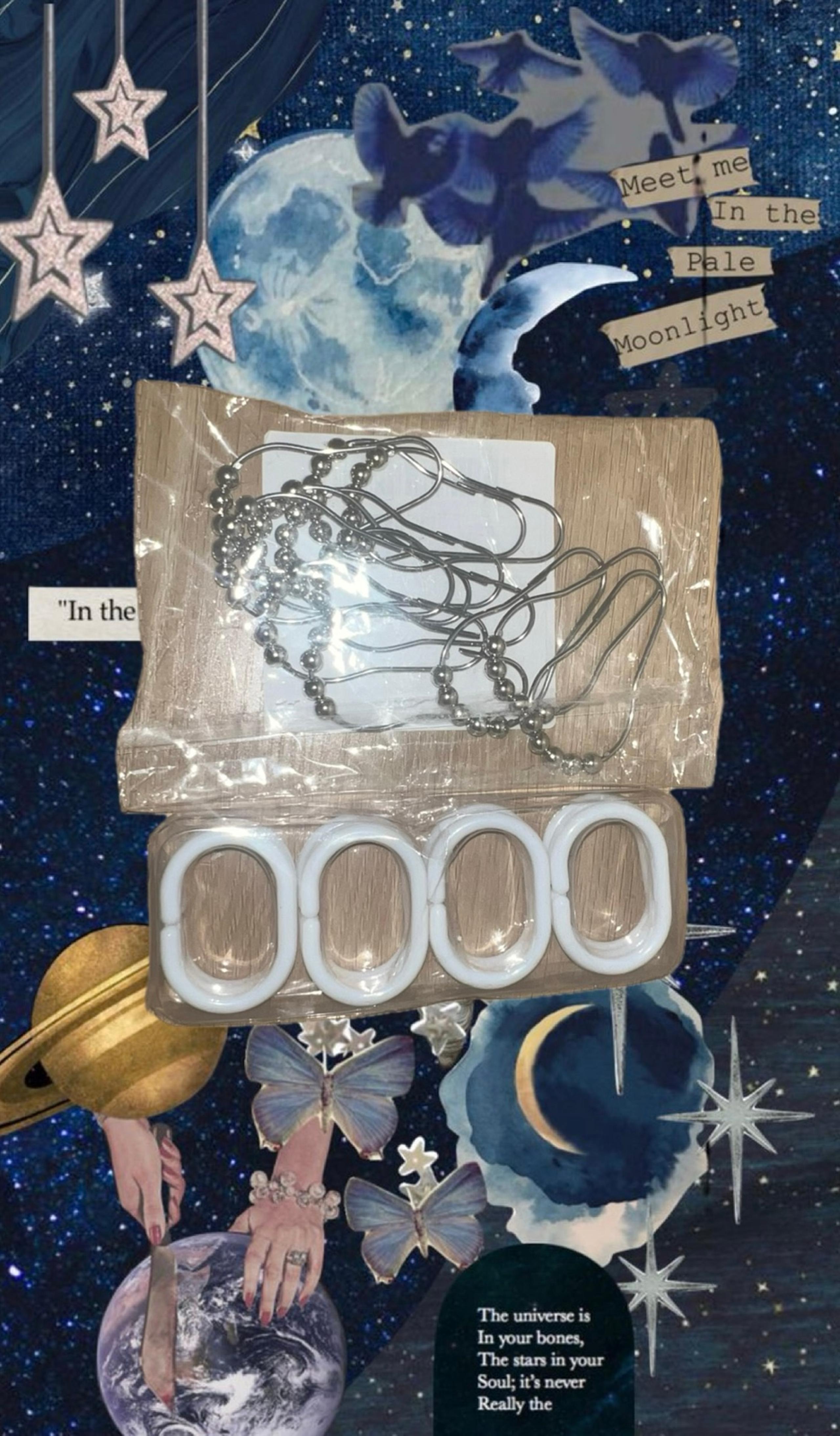White and Silver Shower Curtain Hooks Bundle