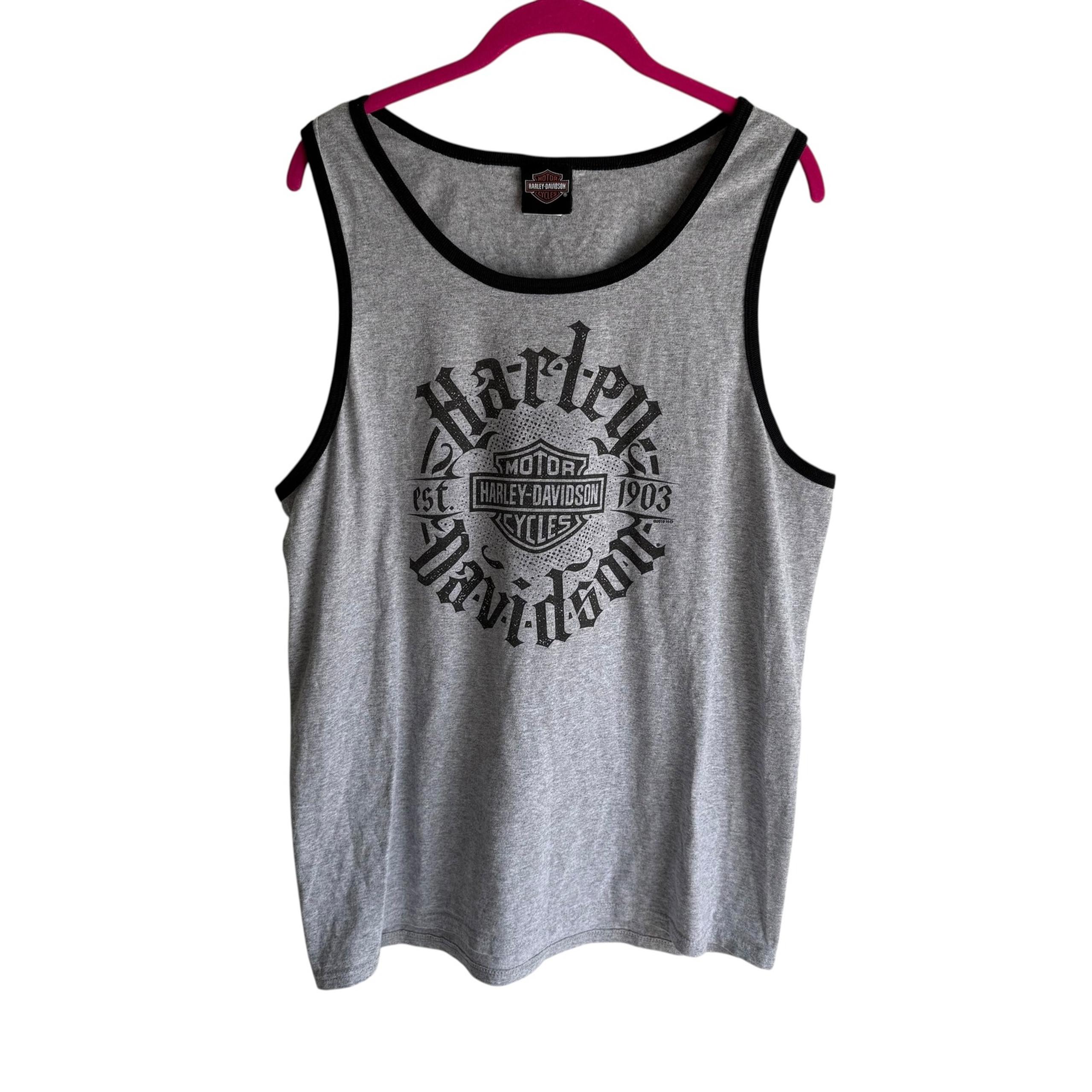 HARLEY DAVIDSON 'Bert's Barracuda, Florida' Gray Mens Tank Top, L