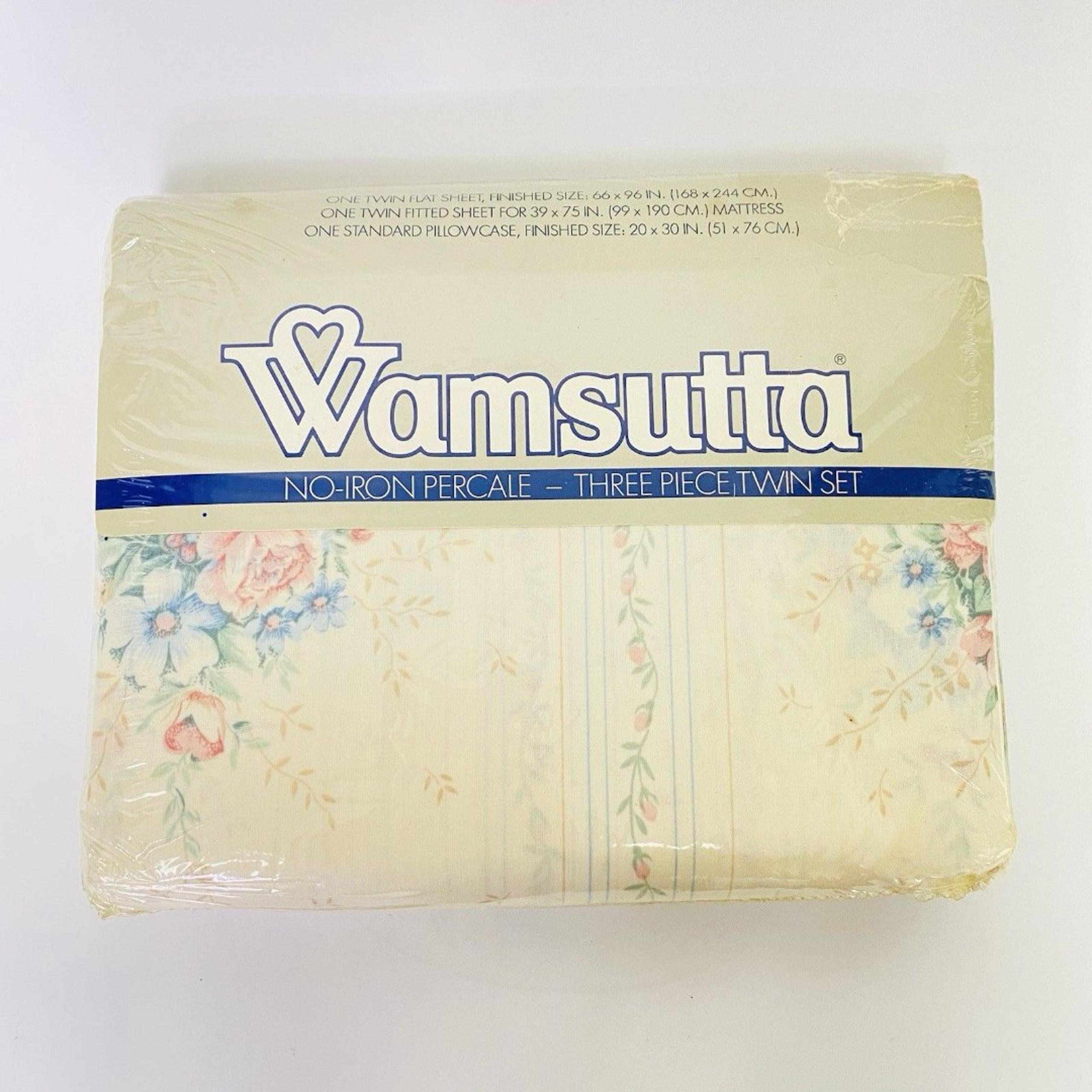 Wamsutta Twin Sheet Set 3 Piece Trellis Boutique No Iron Percale Vintage Bedding