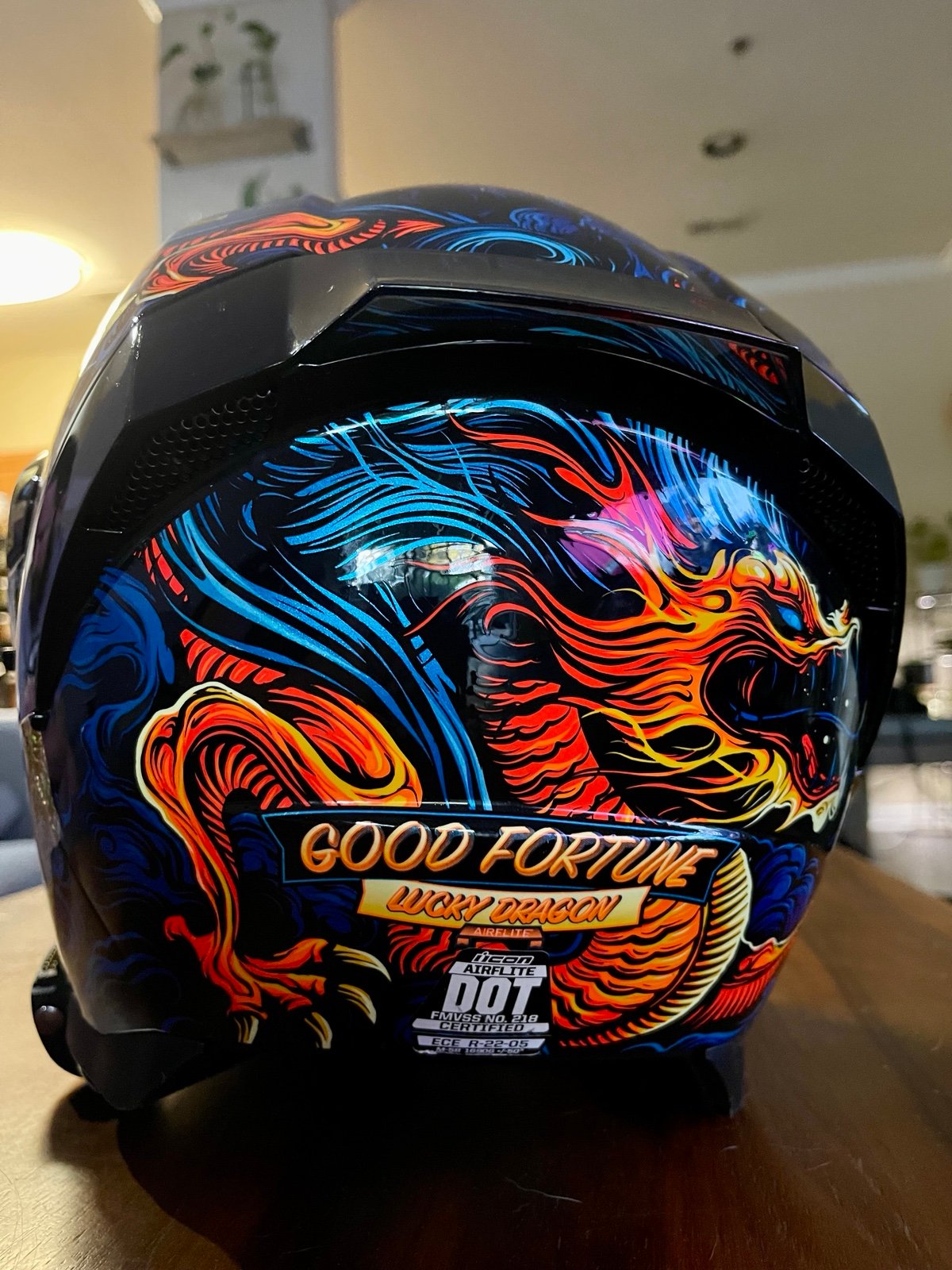 The all new Icon Airflite helmet in the GOOD FORTUNE graphic
