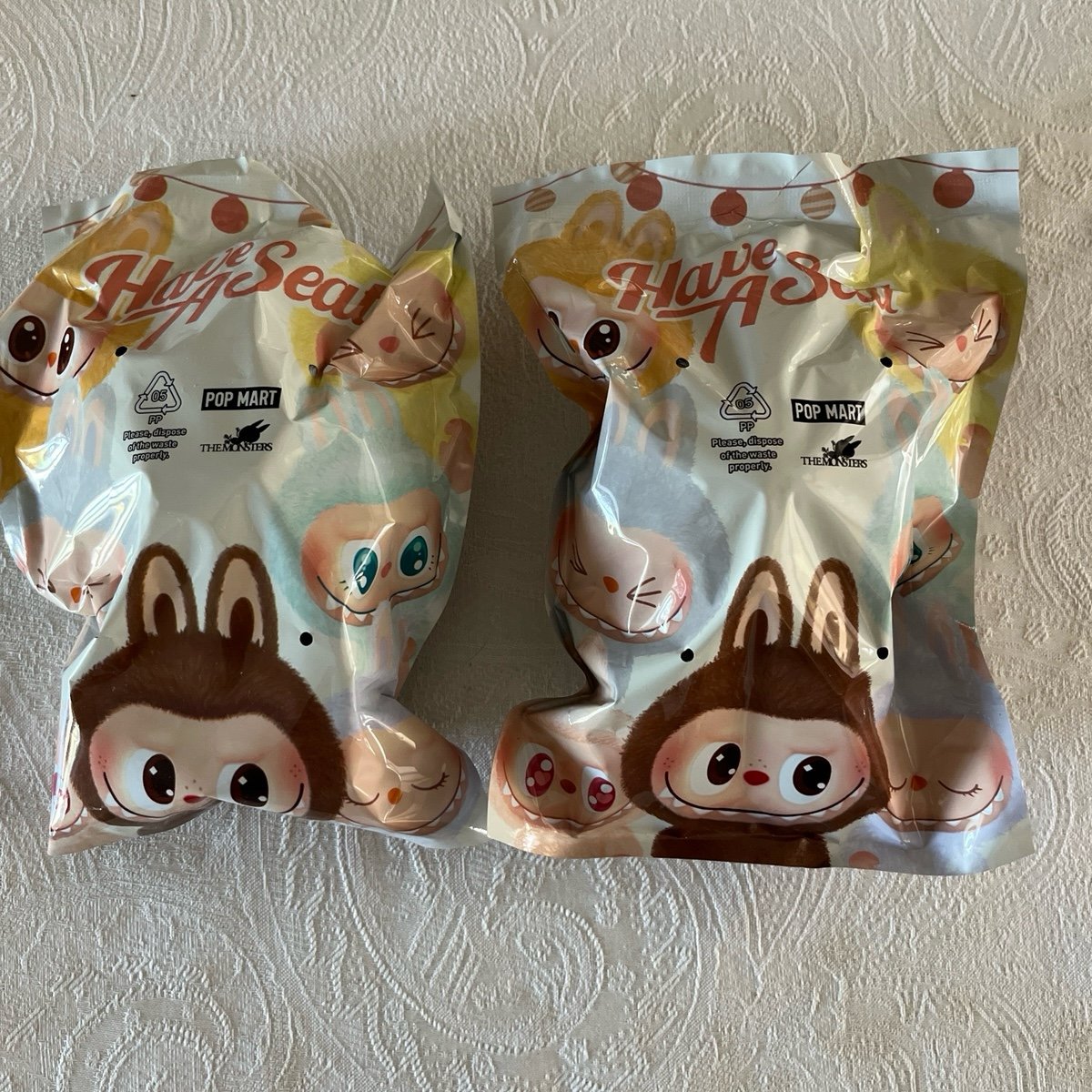 Two (2) POP MART Have A Seat LABUBU Plush Toy (ZIZI & HEHE)