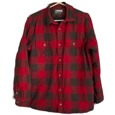 Mountain Khakis Size Large Red and Black Buffalo Plaid Insulated Shirt Jacket.