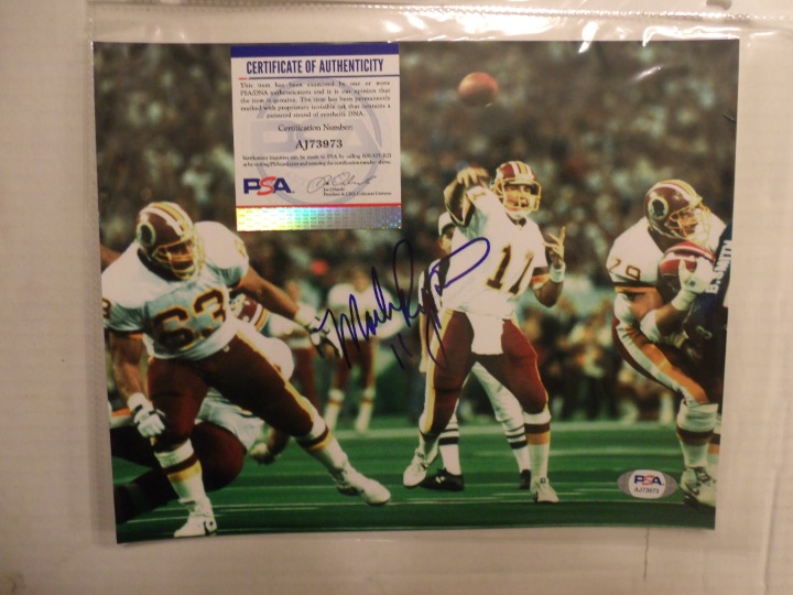 MARK RYPIEN HAND SIGNED COLOR 8 X 10 PHOTO WASHINGTON REDSKINS IN ACTION PSA/DNA