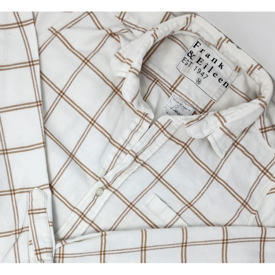 Frank & Eileen Barry Plaid Polar Flannel L/S Button-Up Shirt Womens Medium White