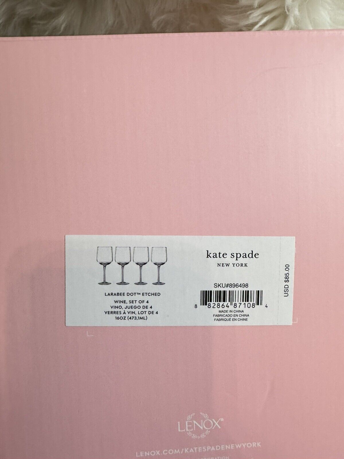 NIBSet of 4 Kate Spade New York Lenox Larabee Dot Balloon Wine Glasses Polka Dot - detail