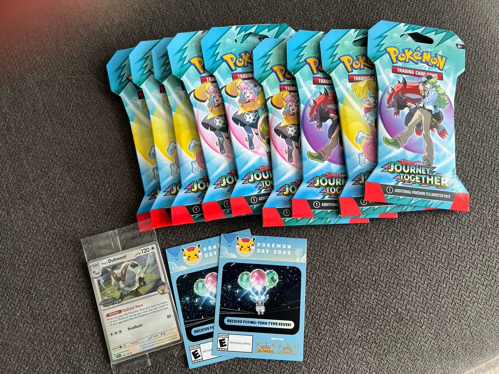 Pokemon 9 pk Journey together boosters 2 Pokemon Day cards, Promo Hop's Dubwool