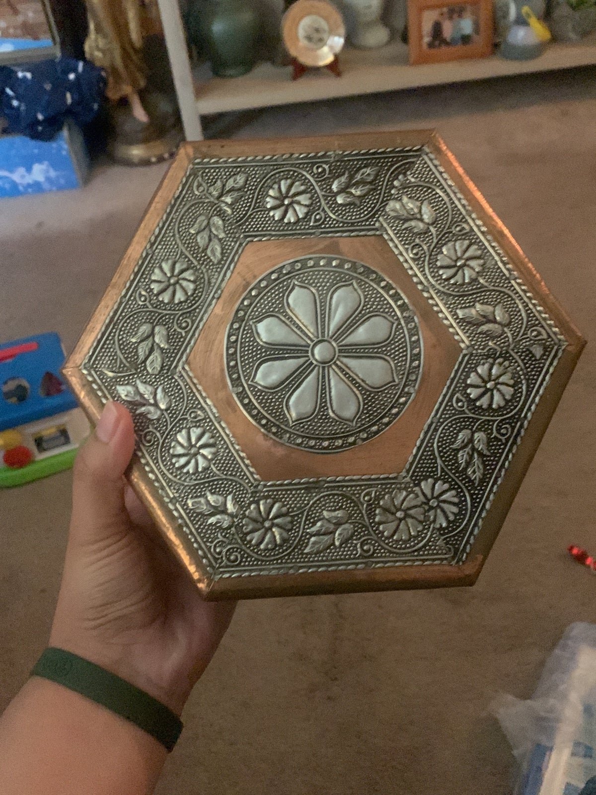 Floral hexagon jewelry or trinket box