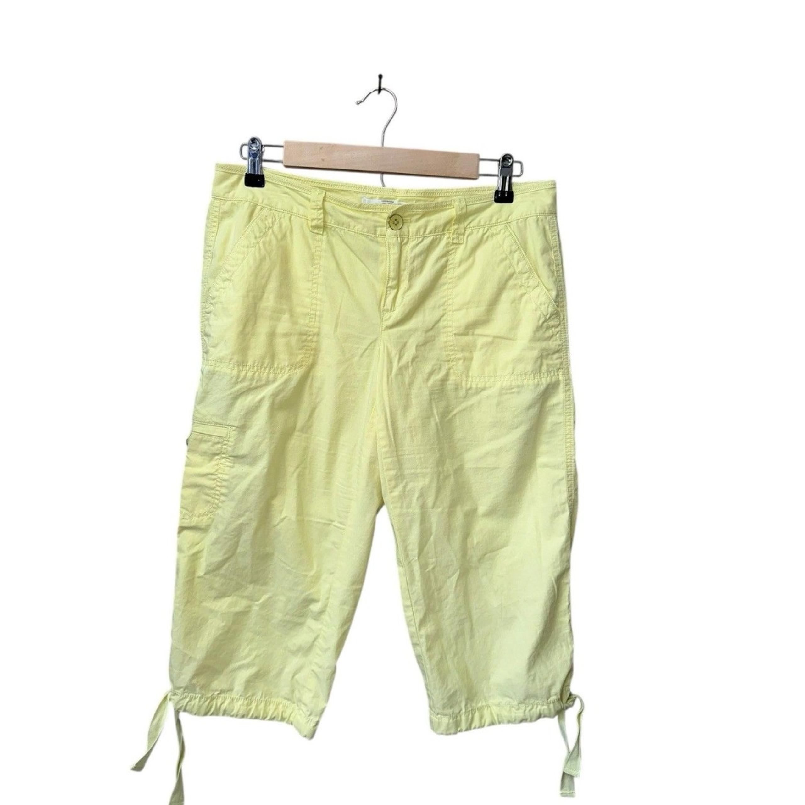 Ann Taylor LOFT Capri Pants Women's 6P Yellow 100% Cotton Hiking Summer Cropped