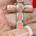 Vintage Navajo Sterling Silver Cross Necklace With Pink Conk Shell Inlay