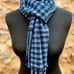 Merino wool scarf, checkered, blue