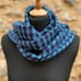 Merino wool scarf, checkered, blue