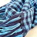 Merino wool scarf, checkered, blue