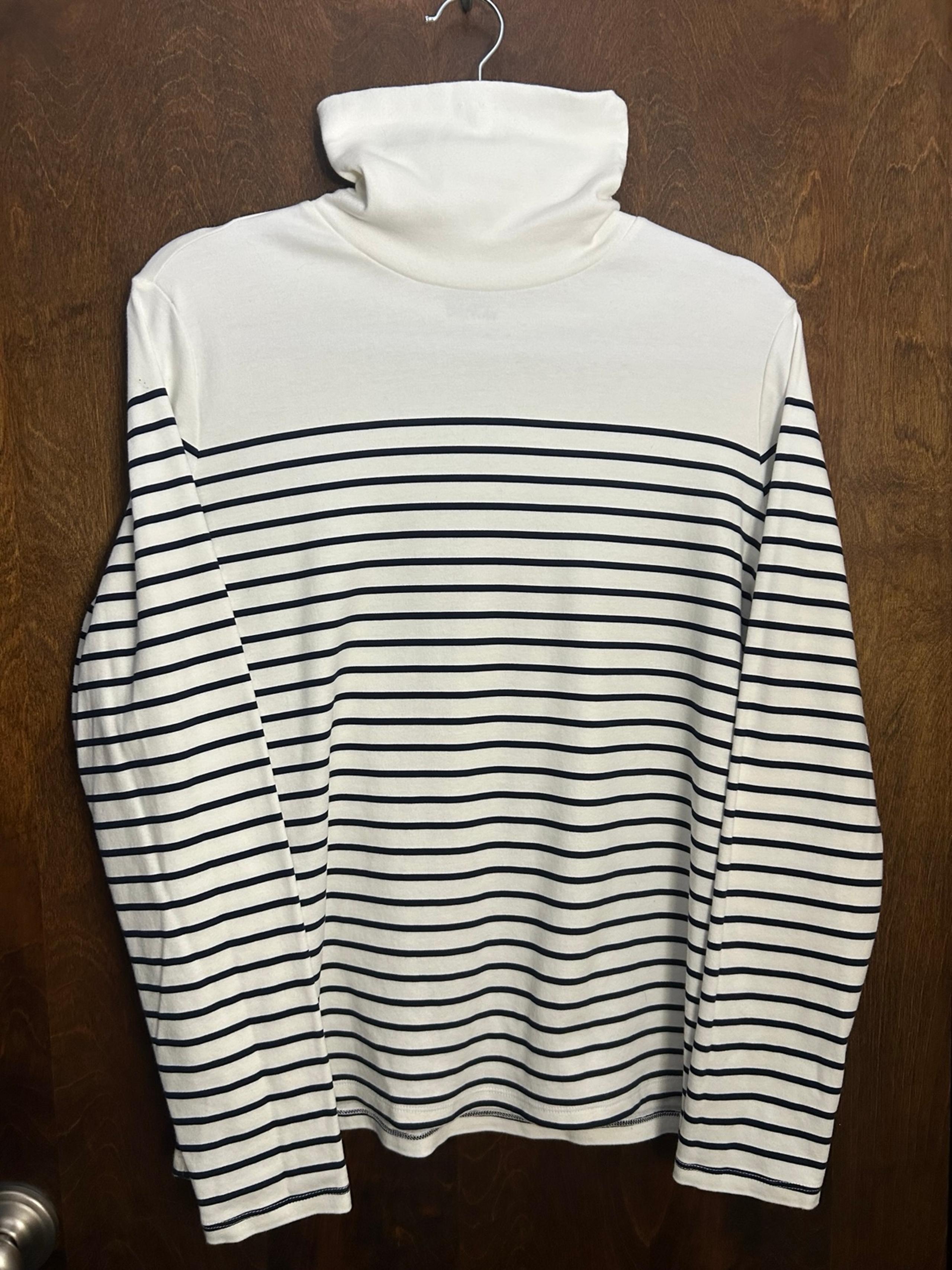 Croft & Barrow Turtle Neck Sweater Black & White Stripes Size Large L