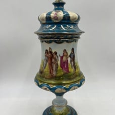 Antique Royal Vienna Austria Ornate Gilt Classical Domed Lidded Porcelain Urn!