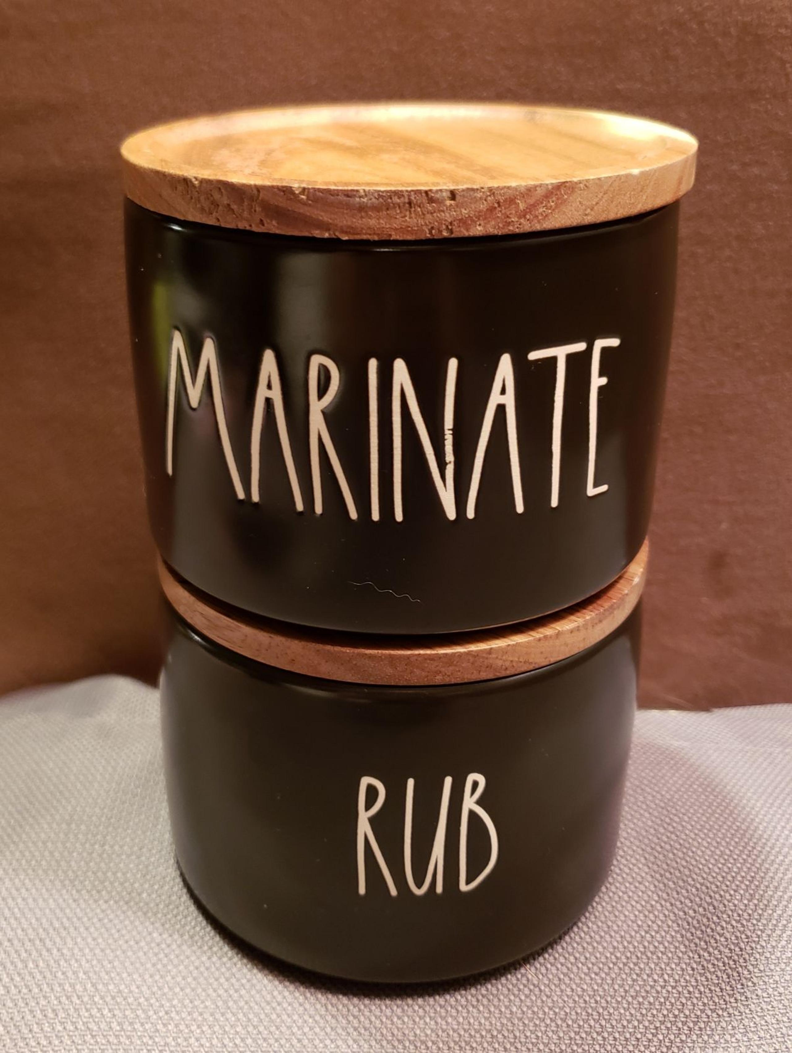 "MARINATE" & "RUB" Spice Jars - Rae Dunn