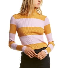 NWT 525 AMERICA Rib Turtleneck Stripe In Gold Dust Multi X Large
