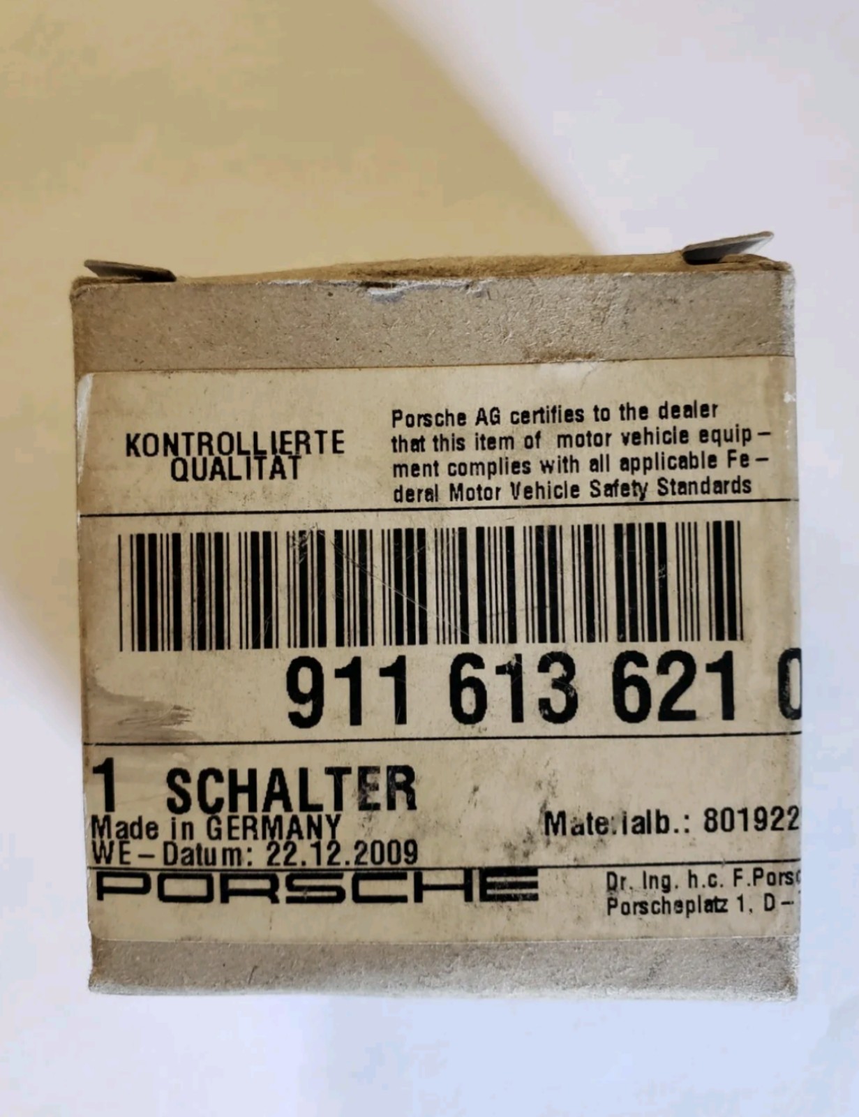 Porsche Genuine 91161362103 Window Switch. 911,911s,911sc, 930,912E (74'-89').