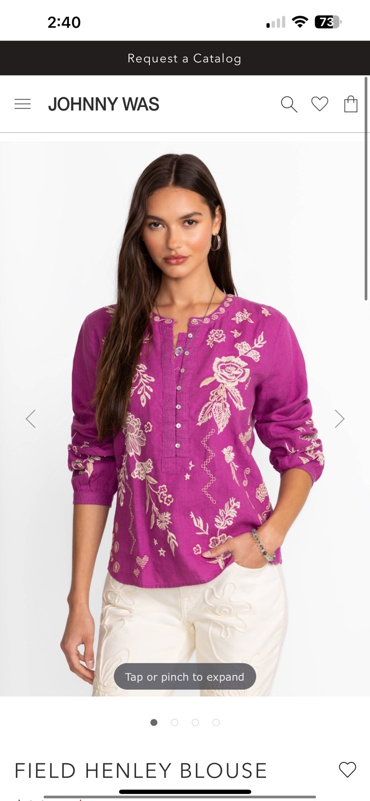 Johnny Was Field Henley Blouse