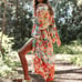 Bohemian Pink Floral Kimono Duster Beach Coverup Robe