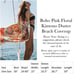 Bohemian Pink Floral Kimono Duster Beach Coverup Robe