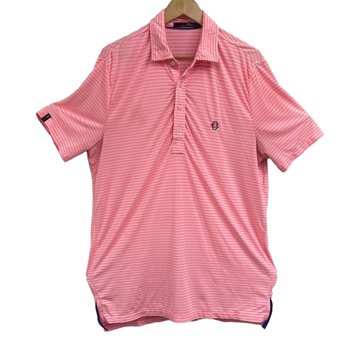 ずっと気になってた Ralph RLX Lauren Wicking Shirt Golf Polo Striped Pink Neon メンズウェア