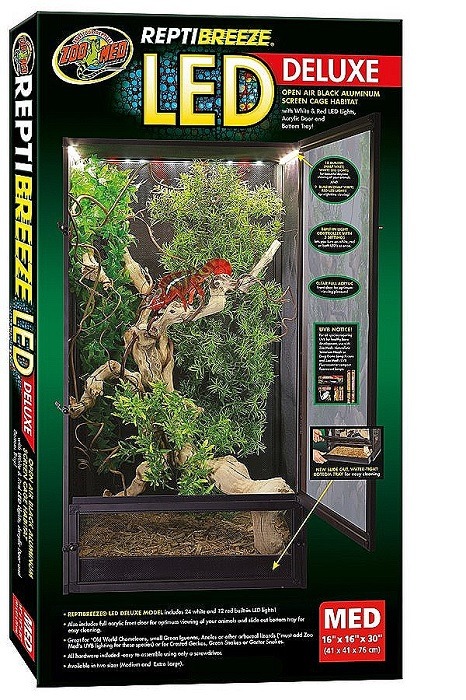 Zoo Med ReptiBreeze LED Deluxe Open Air Aluminum Screen Habitat