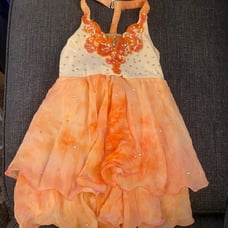 Orange water color rhinestoned lyrical dance costume