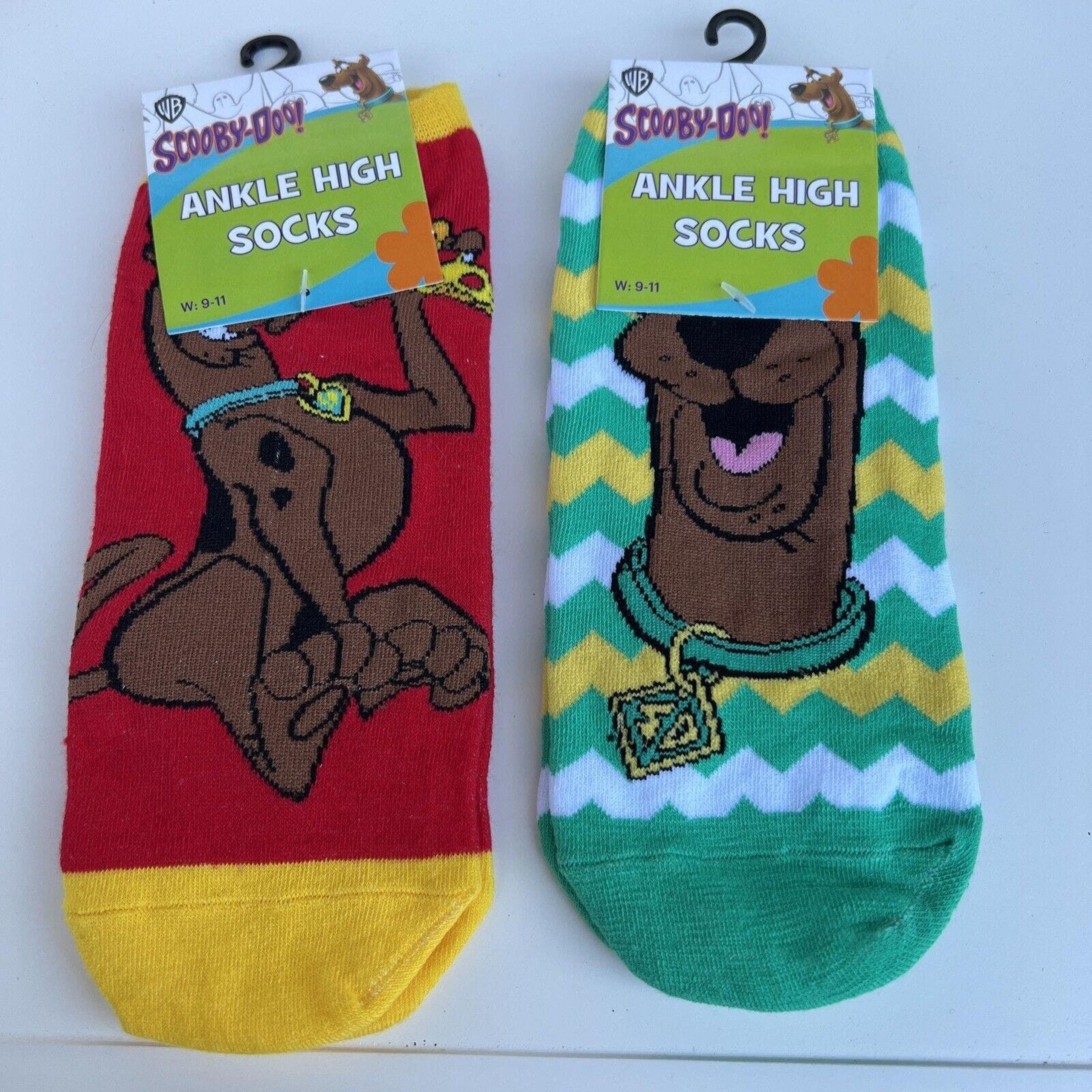 Set 2 NWT Scooby-Doo Eating Pizza Women's Size 9-11 Red Ankle Socks Warner Bros