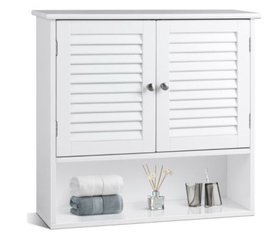 Double Doors Shelves Bathroom Wall Storage Cabinet L4