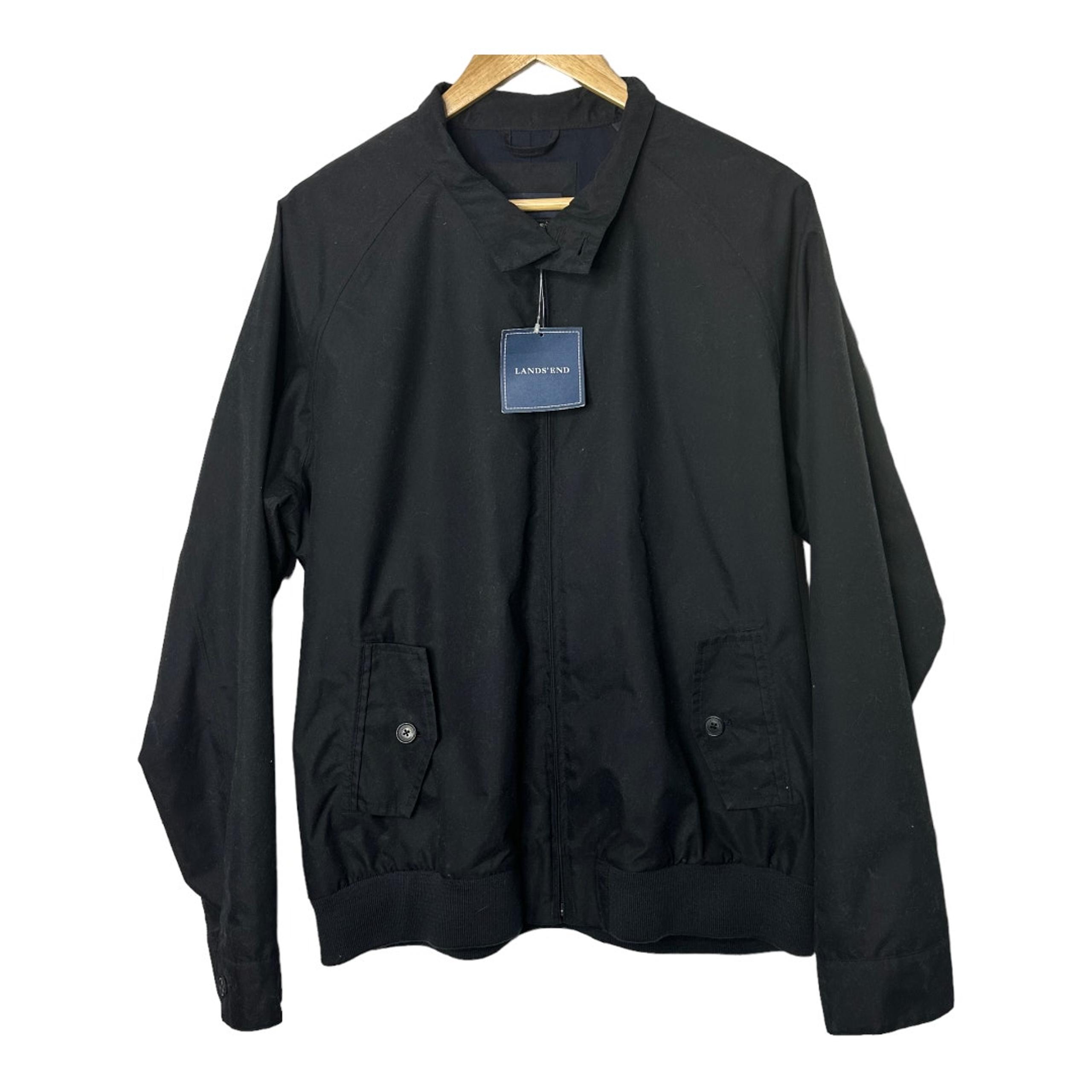 Lands End Black Rain Stormer Jacket Men's Size Large Full Zip New