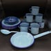Blue Speckled Graniteware Enamelware Camping Bowls Cups Plates Pan LOT 20