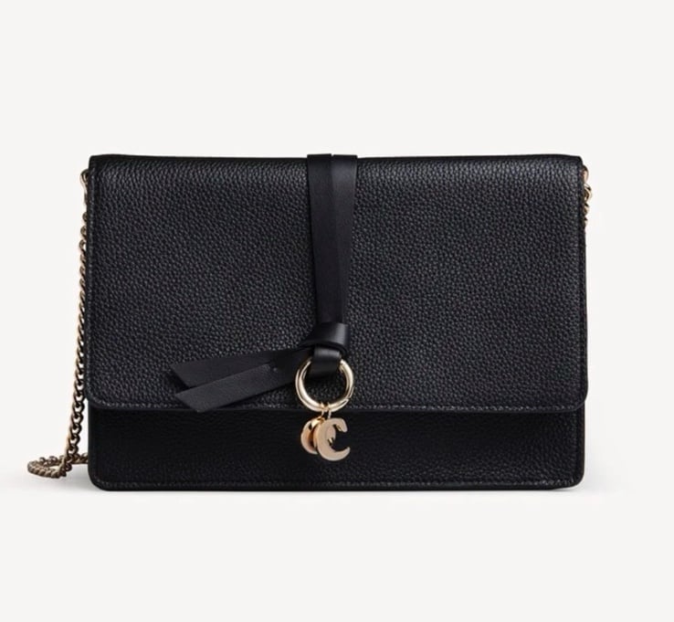 Chloe Alphabet Pebbled Leather Chain Crossbody Bag