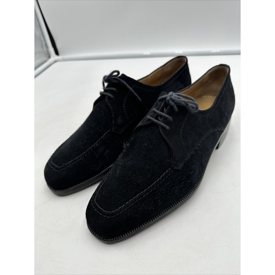 Moreschi mens oxford resort shoes 8.5 black luxury suede leather Lace Up