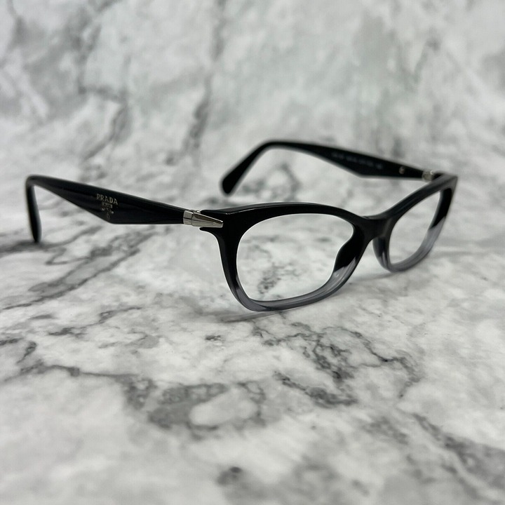 PRADA VPR 15P ZYY-1O1 Eyeglasses Rectangle Black Crystal Gray Frame 53-16-135