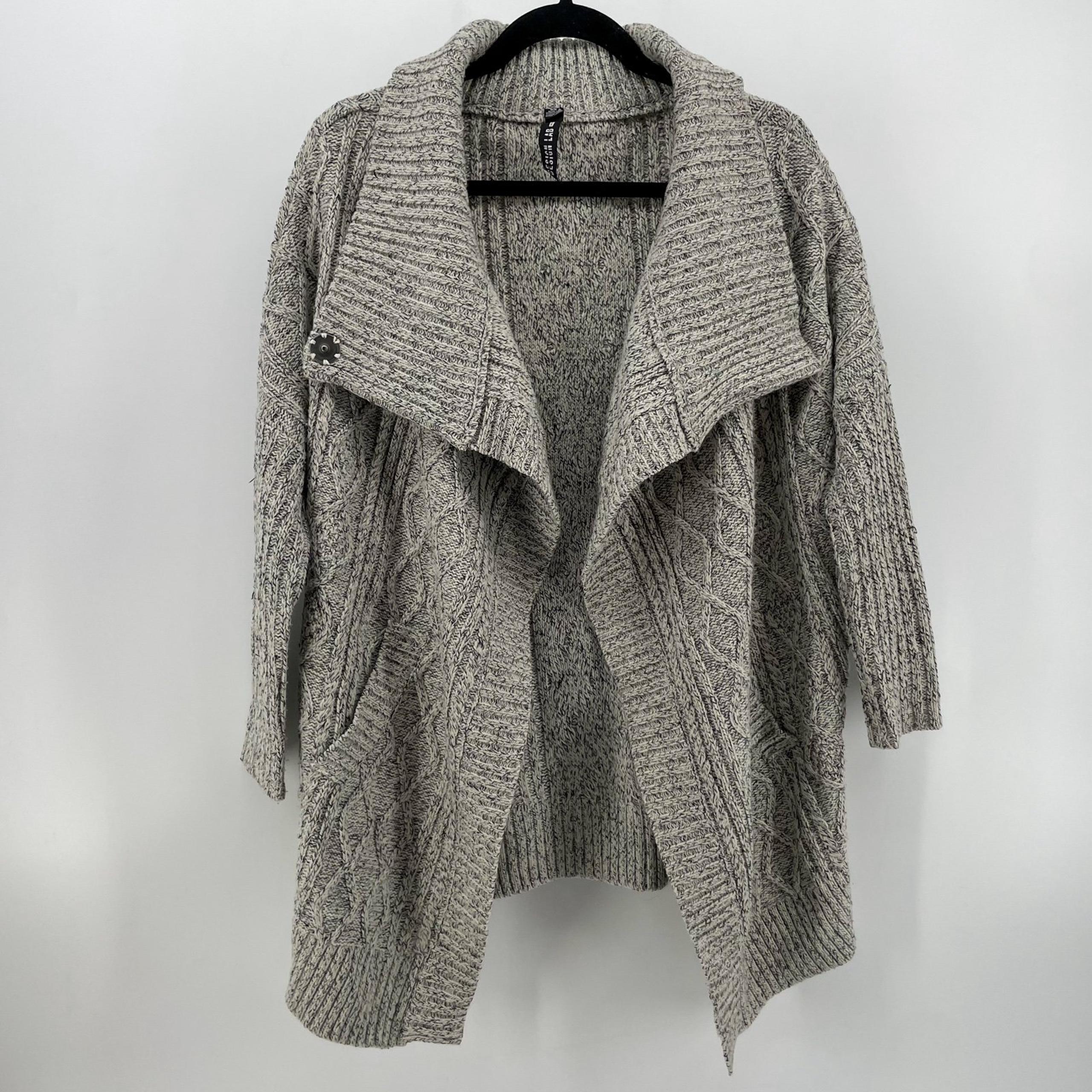 Lord & Taylor Design Lab Wrap Cardigan Sweater Gray Knit M