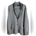 Talbots Merino Wool Knit Womens Cardigan 3X Gray Herringbone Blazer Heavy