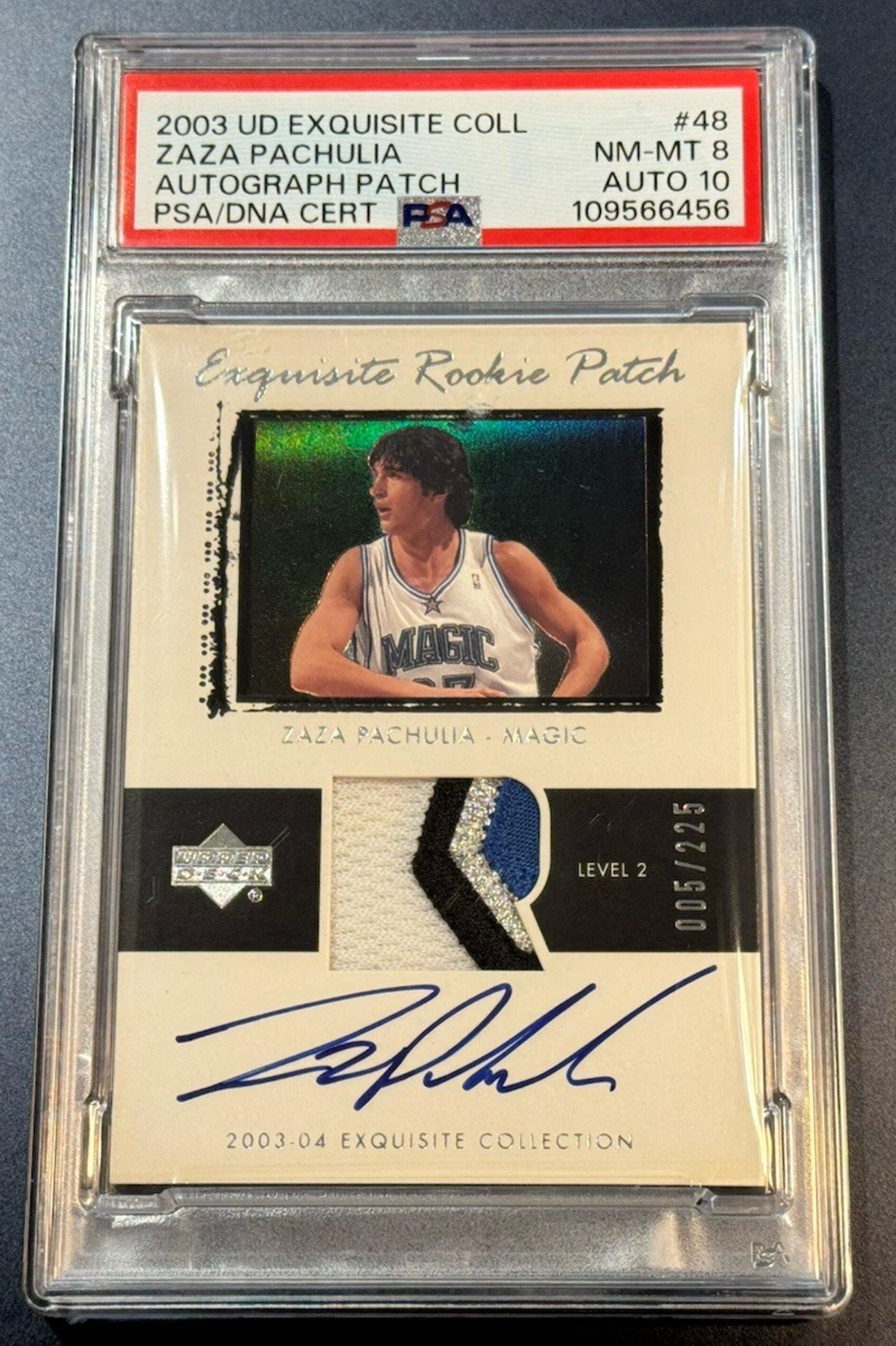 2003 Exquisite Zaza Pachulia RPA #48 PSA 8 Auto 10 • Rookie Patch Auto /225