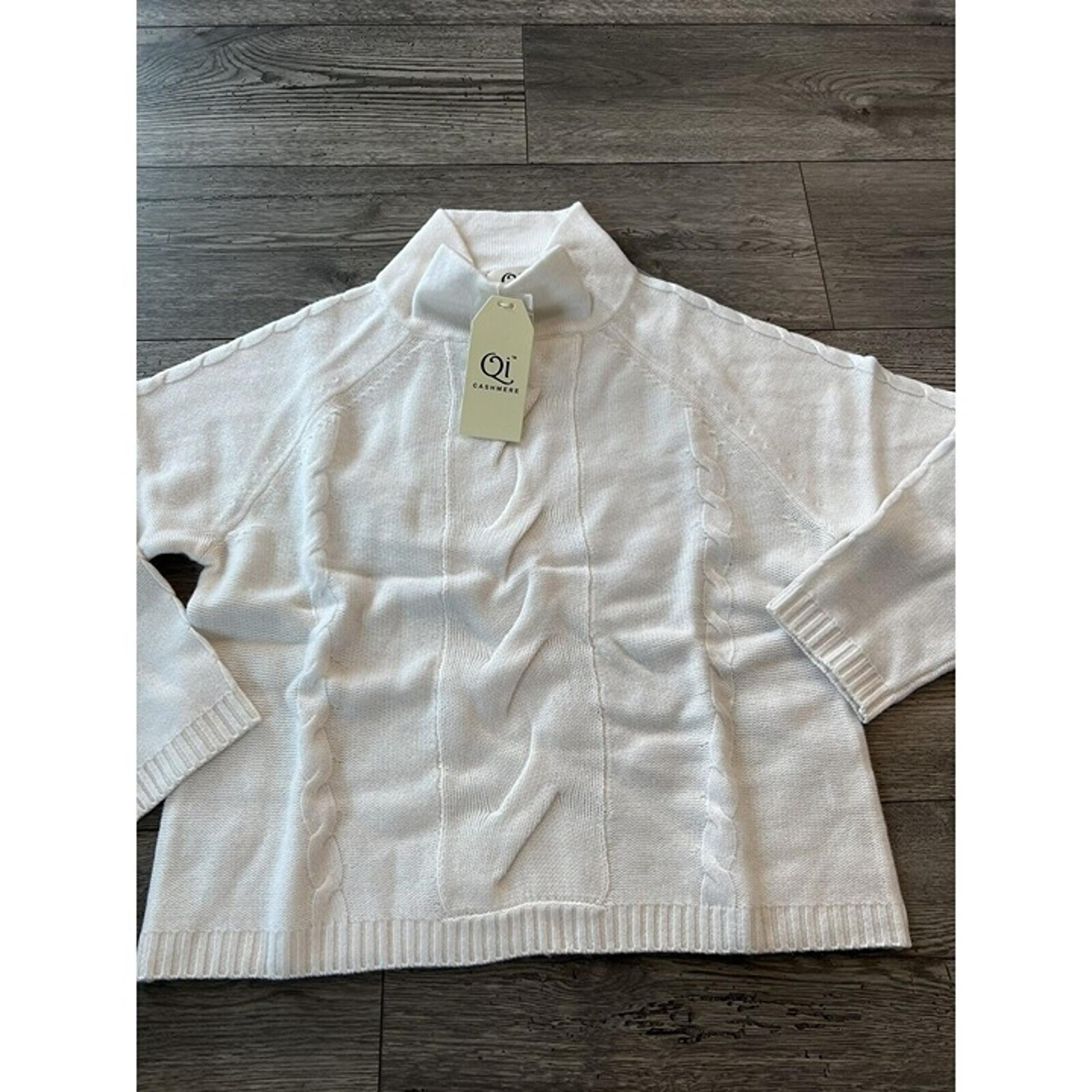 womens Qi white cashmere mock neck sweater size M