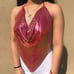 Red metallic backless halter top