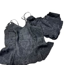 Vintage Victoria’s Secret Gold Label Black Satin Silk Paisley Cami Short Set S