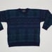 Vintage Reed St. James Loafers Turquoise Blue Plaid Printed Knit Sweater XL